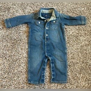 Gap Denim Baby Boys 6-12 Month Jean Jumpsuit Outfit Bodysuit Denim